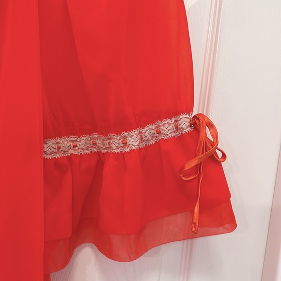 Intime California Stunning & Elegant VTG 1950’s 60’s Double Chiffon Coral Robe S - Picture 4 of 11